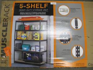 lot 606 image: Edsal Muscle Rack 72 in. H x 48 in. W x 18 in. D 5-Shelf Steel Shelving Unit in Black