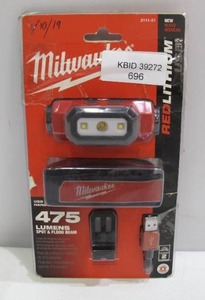 lot 696 image: Milwaukee 475 Lumens LED REDLITHIUM USB Hard Hat Headlamp