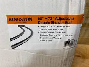 KINGSTON BRASS CCD2171 Adjustable (60-72) Double Curved Stainless Steel Shower Curtain Rod, Polished Chrome