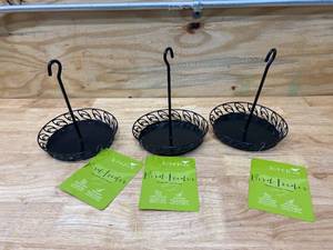 GARDEN TREASURES Lot of 3-  Black Metal Platform Bird Feeders