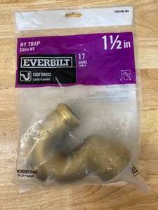 EVERBILT NY Code 1-12 in. 17-Gauge Unfinished Brass Sink Drain P-Trap