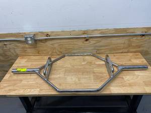 CAP Olympic Hex Bar, Trap Bar, Shrug Bar, Deadlift Bar with Combo Grips, Chrome