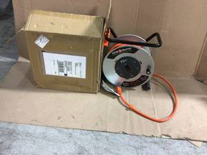 lot 7 image: 75 ft. 123 Extension Cord Storage Reel with 4 Grounded Outlets and Surge Protector Customer Returns See Pictures
