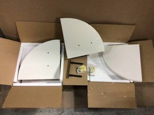 lot 26 image: DANYA B 11.5 in. x 11.5 in. White Corner Radial Shelves (Set of 2) Customer Returns See Pictures