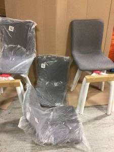 lot 63 image: Wadsworth Dining Chair with Walnut Legs in Grey (Set of 4) Customer Returns See Pictures