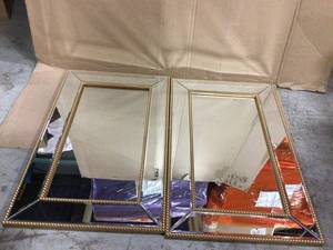 lot 82 image: Timeless Home 20in. H x 32in. W Contemporary Iris Beaded Rectangular Wall Mirror in Antique Gold