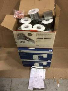 lot 99 image: Commercial Electric 4 in. White Remodel Non-IC Recess Housing, 6-Pack Customer Returns See Pictures