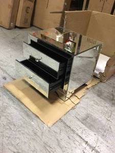lot 105 image: Farrah 2-Drawer Silver Metallic Nightstand by Baxton Studio Customer Returns See Pictures