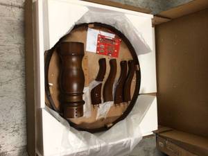 lot 109 image: Walnut Finish Round Dining Table for 4 (41.7 in. L x 29 in. H) by StyleWell Customer Returns See Pictures