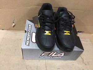 Fila Mens Memory Workshift Slip Resistant Athletic Shoes - Steel Toe - BLACK Size 9(M) Customer Returns See Pictures