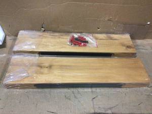 True Floating 5.5 in x 24 in x 2 in Walnut Pine Floating Decorative Wall Shelf with Brackets (Set of 2) Customer Returns See Pictures
