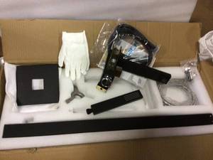 Stand Alone Tub Filler with Floor Mount - Freestanding 35in Tub Gold and Black Faucet - Easy Installation by AKDY Customer Returns See Pictures