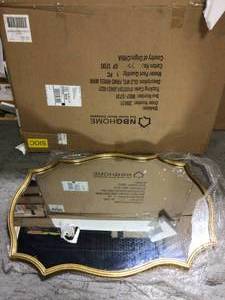 Medium Irregular Gold Hooks Art Deco Mirror (35.75 in. H x 26.25 in. W) Customer Returns See Pictures