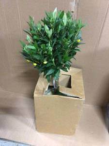 IndoorOutdoor 38-In. Olive Topiary Artificial Tree in Bowl Planter Customer Returns See Pictures