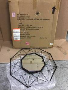 Medium Octagonal Black Metal Frame Modern Mirror (25 in. H x 25 in. W) Customer Returns See Pictures