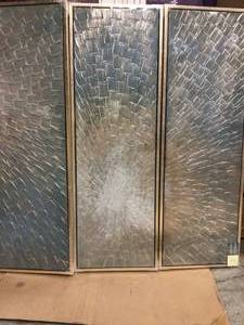 60 in. x 20 in. Silver Ice Textured Metallic Hand Painted by Martin Edwards Wall Art (Set of 3) Customer Returns See Pictures