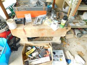 lot 14 image: Homak Tool Box Filled With Miscellaneous Items--Electric Nail Gun--Etc.
