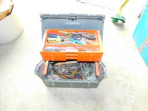 lot 15 image: Tool Box Filled With Miscellaneous Tools