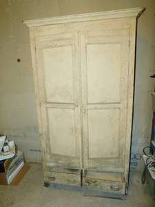 lot 67 image: Antique Two Door And Two Drawer Wood Cabinet