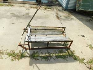 lot 83 image: Antique Wooden Sleigh With Metal Rails & Tongue To Be Attached To Horses