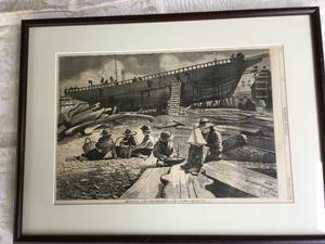 lot 275 image: Harpers Weekly Gloucester Harbor Framed