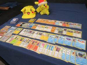 POKEMON LOT- CARDS - HAT AND PIKACHU STUFFED ANIMAL