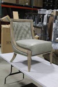Leather Upholstered Formal Dining Chair Sage Green 25Wx30Dx34H