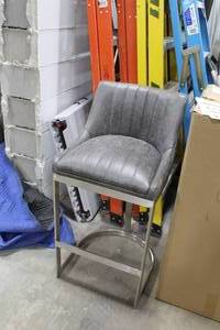 Leather Upholstered Metal Bar Chair Grey 20Wx20Dx40H
