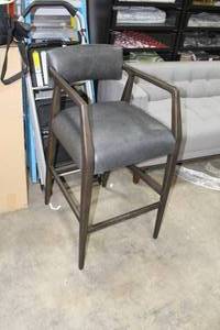 Leather Upholstered Wood Bar Chair Grey 21Wx23Dx40-12H