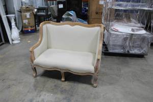 Linen Upholstered Wood Loveseat