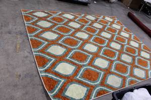 Area Rug OrangeWhite Pattern 10Lx76W