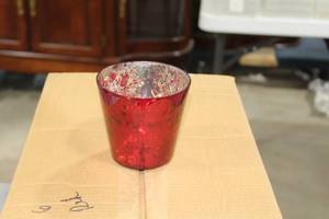 Lot of (12) Luxe Votive Candleholders Antique Red 4Hx4D (in box)