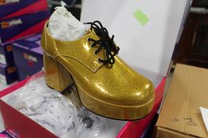 Funtasma Jazz Platform Shoes Pearlized Gold Glitter Size Small (in box)