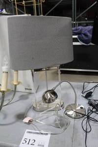 Lot of (2) Lamps  - Metal Table Lamp with Grey Shade, Chrome Metal Desk Lamp