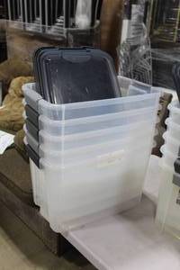 Lot of (5) Sterilite Ultra Plastic Storage Box with Lid 12Lx11Wx18H 30-Qt
