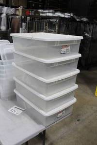 Lot of (5) Sterilite ClearView Plastic Storage Bin with Lid 24Lx16Wx6H 32-Qt