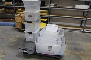 Lot of (Approximately 11) Plastic Storage Bins