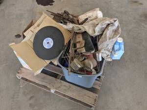lot 85 image: PALLET LOT - Chain Binders, Come Alongs, Cutting Discs, Sealant and More