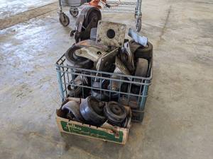 lot 101 image: Metal Crate w Assorted Caster Wheels