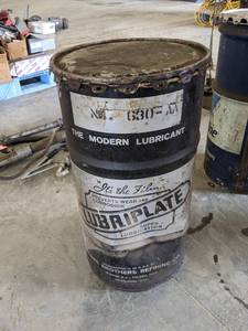 lot 118 image: 16 Gallon Lubriplate 630-M Grease Drum - About 50% Full