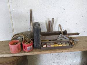 lot 129 image: Lot of Hardware, Squares, Panasonic Drill Kit and More