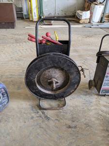 lot 159 image: Steel Banding Cart w Tools and Partial roll of steel Banding