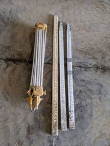 lot 162 image: Aluminum Surveyors Tripod and Leveling Rods