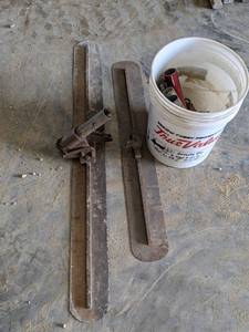 lot 177 image: Lot of (2) Concrete Floats 48 & 36 w Bucket of Handle Adapters