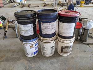 lot 191 image: (6) 5 Gallon Buckets of Oils and More