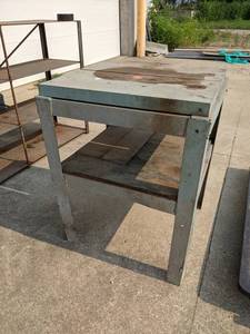 lot 275 image: Steel & Wood Worktable - 25 x 24 x 32 High