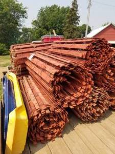 lot 619 image: Lot of (4 Rolls) Wood Slat Wire Snow Fencing