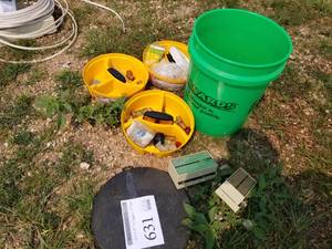 lot 631 image: Plastic Bucket and Bucket Organizer Trays  with Copper Fittings