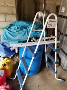 lot 721 image: Above Ground Swimming Pool (unassembled)  with Pool, Pump SFX1000, Plumbing, Hoses, Stairs