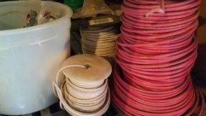 lot 695 image: Partial Spools of Wire, Misc. Hardware (on shelf)